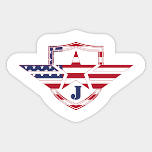 Letter J American Flag Monogram Initial Sticker